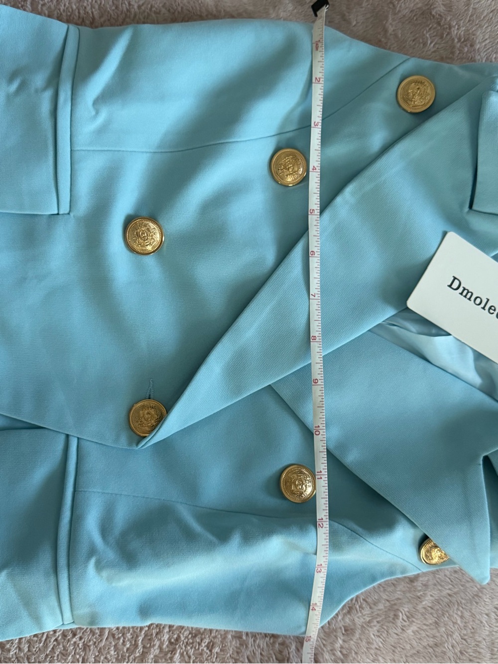 Tailored Sleeveless Light Blue Double-Breasted Pantsuit - Picture 12 of 15